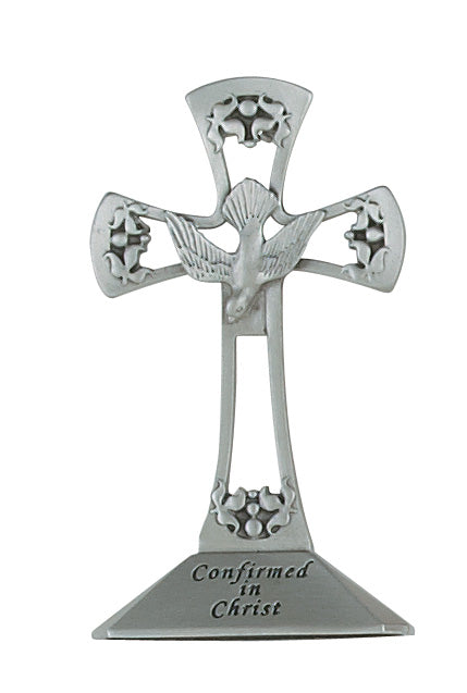 Cross 4in Standing Pewter Confirmation Cross Box