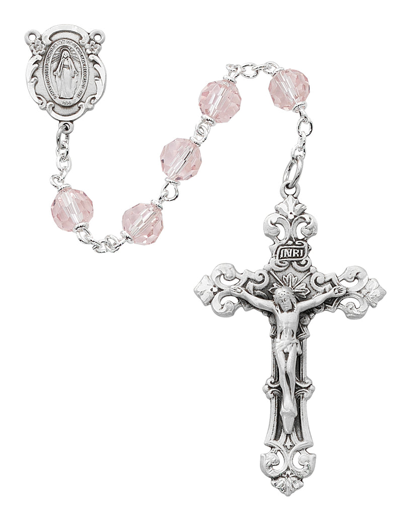 Rosary - Pink Crystal Rosary Boxed