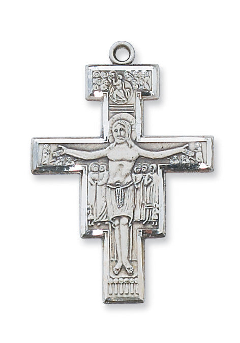San Damiano Crucifix Necklace - Sterling Silver 20"