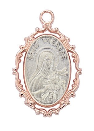 Therese - St Therese Medal - Rose-Gold over Sterling