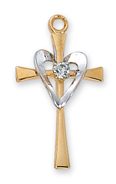 Cross Two Tone Pendant on 18" Chain