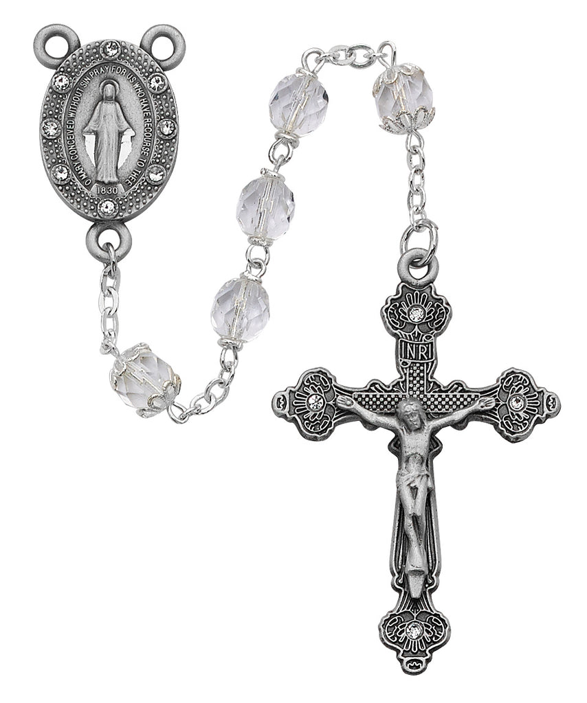 Rosary - Clear Glass Rosary Boxed