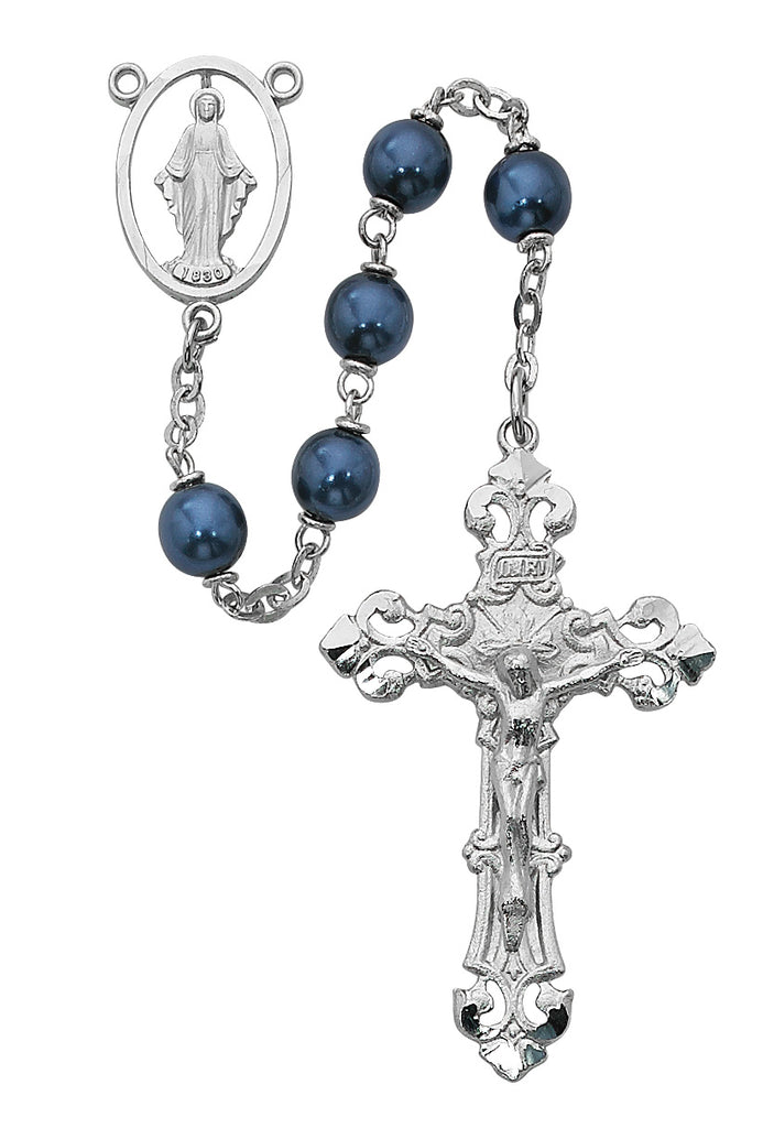 Rosary - Blue Metallic Rosary Boxed