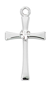 Cross with Crystal Box Sterling Silver