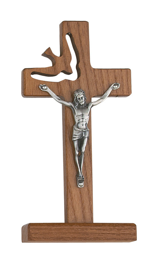 Cross 6in Walnut Standing Holy Spirit Cross Box