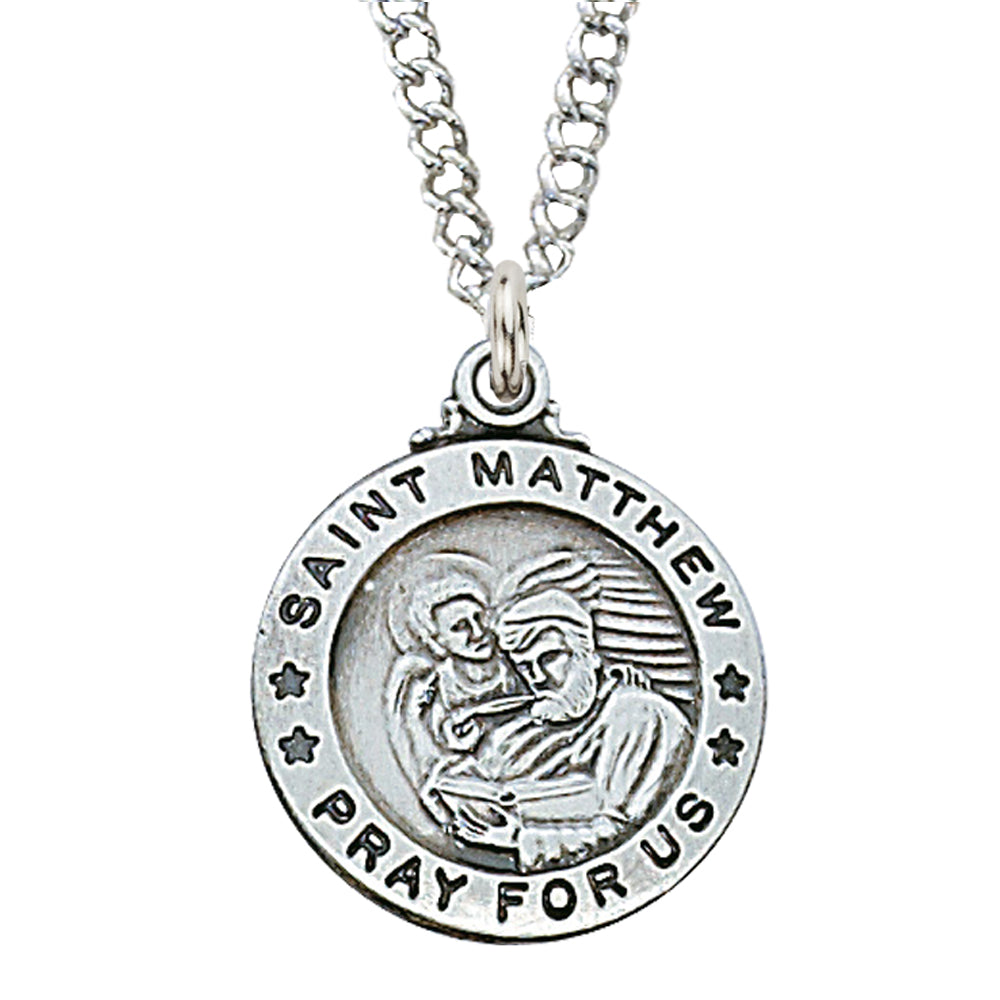 Matthew - St. Matthew the Evangelist Medal - Sterling Silver