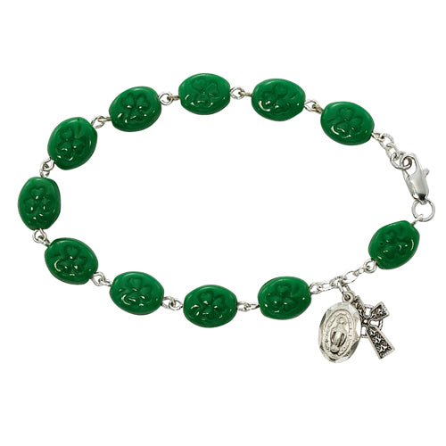 Bracelet - 7.5in Green Shamrock Bracelet Boxed