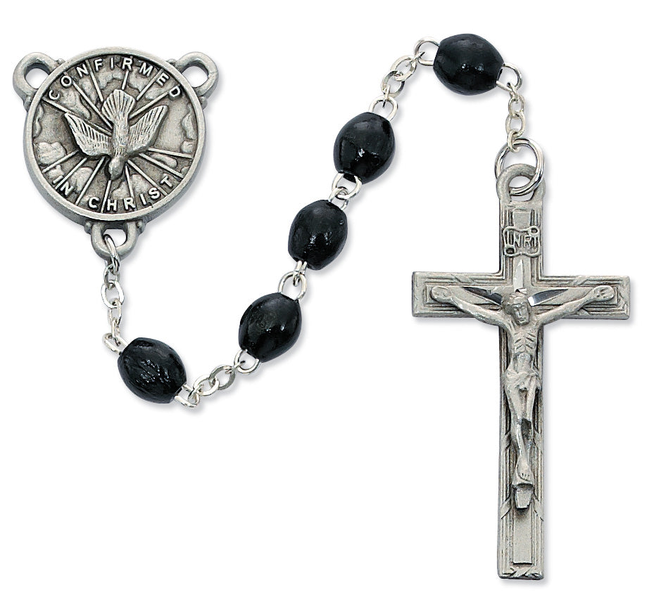 Rosary - Black Wood Holy Spirit Rosary Box