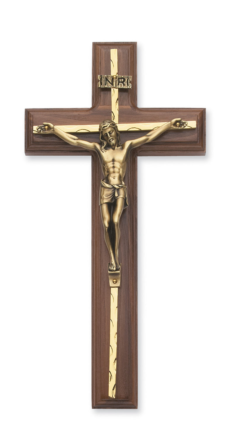Crucifix - 10 in. Walnut Stain Crucifix Boxed