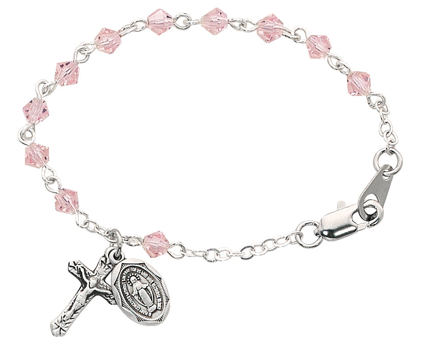 Bracelet - 5 12in Pink Crystal Baby Bracelet