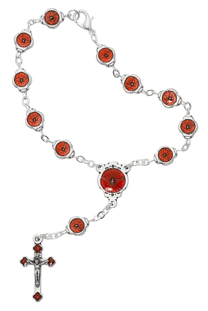 Rosary - Red Enameled Auto Rosary Carded