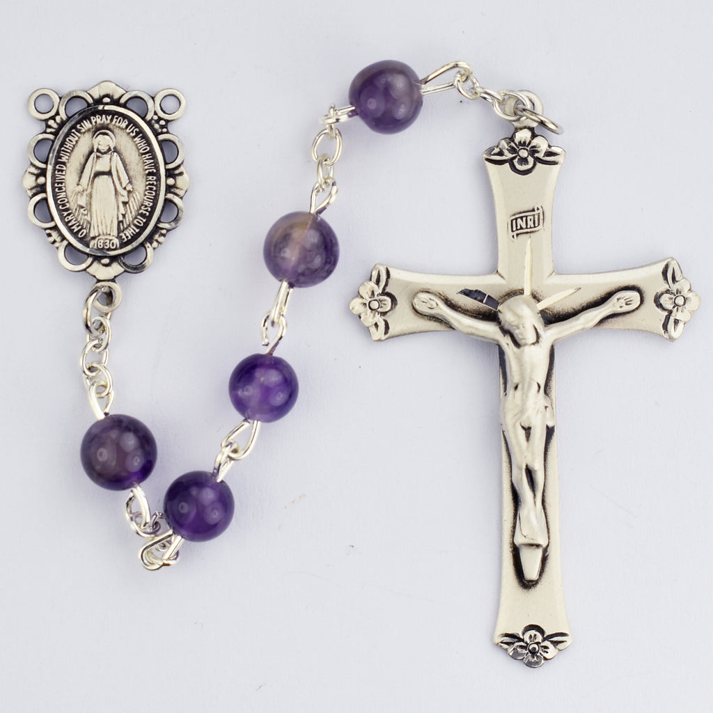 Rosary - Genuine Amethyst Rosary Boxed