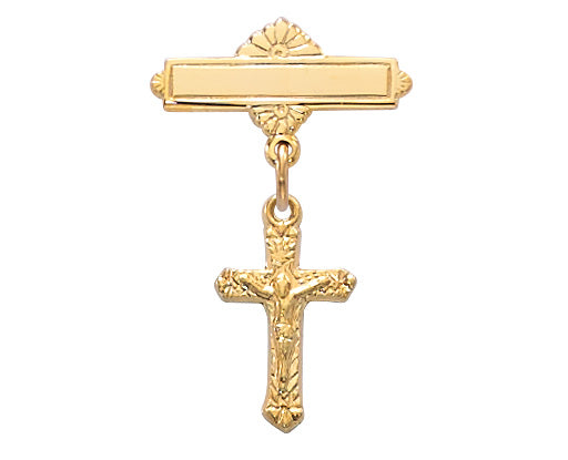 Pin - Gold on Sterling Crucifix Baby Pin Boxed