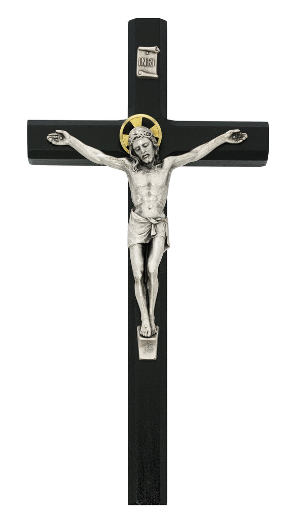Crucifix - 10" Black Painted Crucifix, Boxed