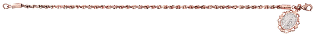 Bracelet - 7.5" Rose Gold Plated Rope Bracelet, Boxed