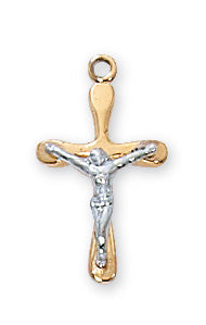Two-Tone Crucifix Necklace - Gold over Sterling