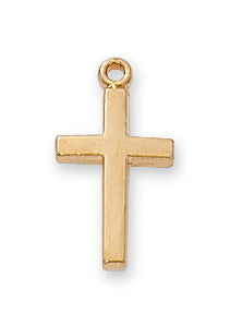 Cross Necklace - Gold on Sterling Baby Cross, Boxed