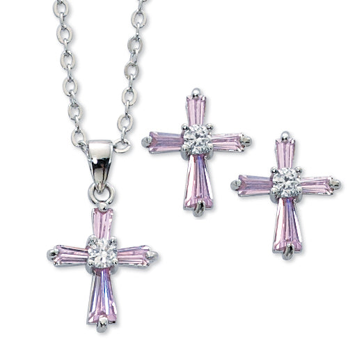 Earrings and Necklace - Cubic zirconia Earrings and Pendant Set Box
