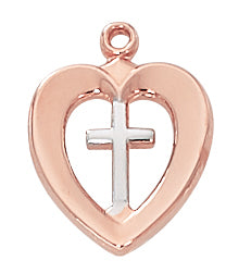 Two-Tone Cross Necklace - Rose-Gold over Sterling
