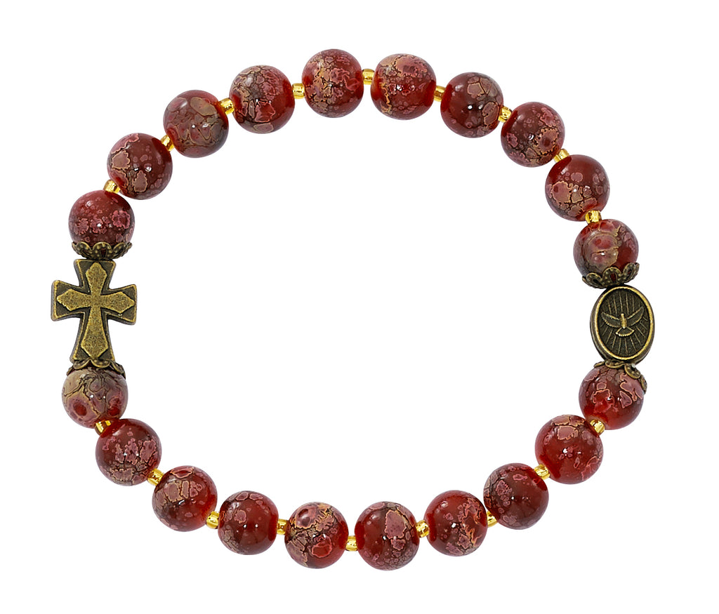 Bracelet - 8mm Red Holy Spirit Stretch Bracelet Carded