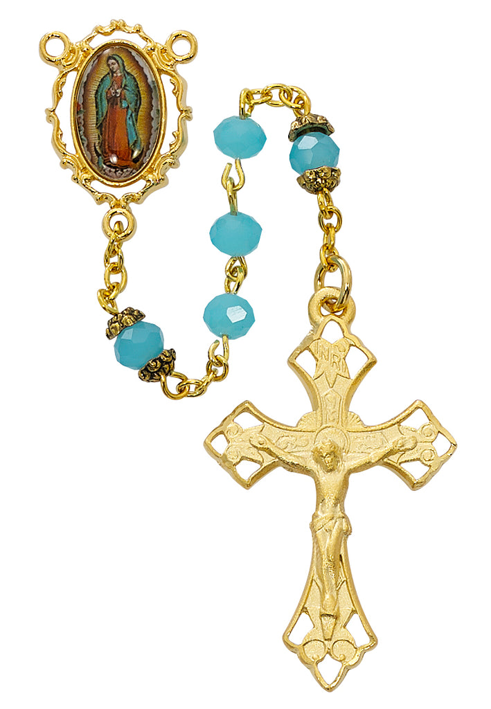 Our Lady of Guadalupe Rosary - Aqua Boxed