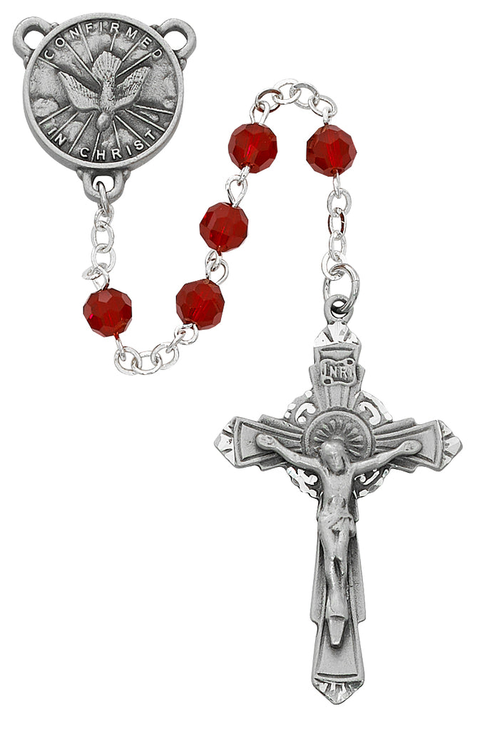 Holy Spirit Rosary - Red Crystal Boxed