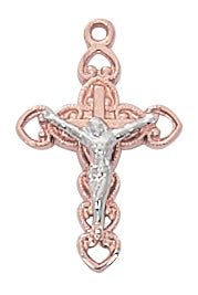 Two-Tone Crucifix Necklace on 18" Chain