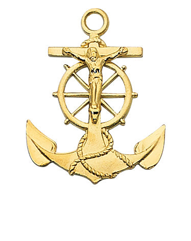 Crucifix Anchor Necklace - Gold over Sterling