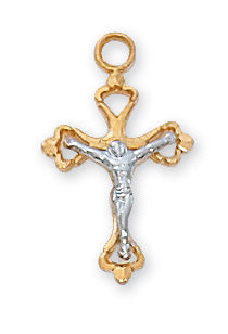 Two-Tone Crucifix Necklace - Gold over Sterling