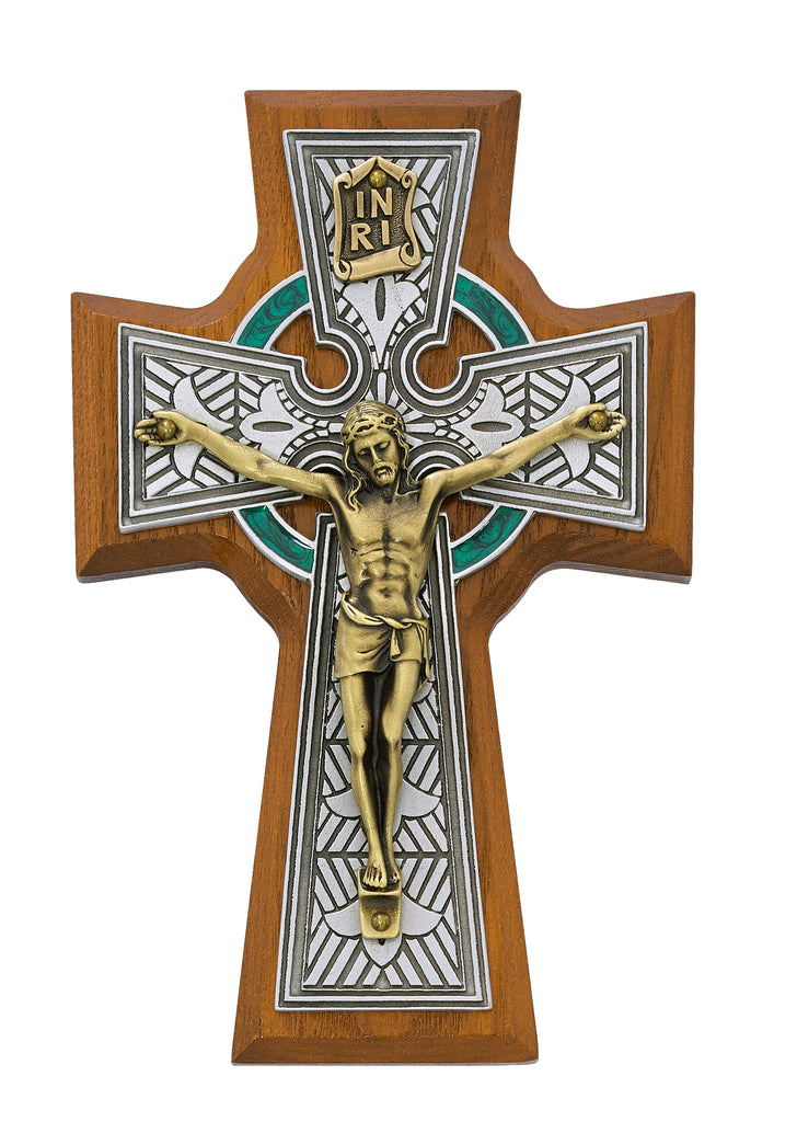 Celtic Crucifix - 5 1/2" Walnut Stained, Boxed