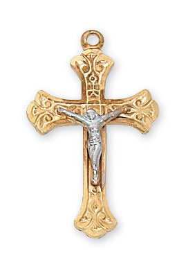 Two-Tone Crucifix Necklace - Gold over Sterling