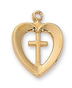 Heart with Cross Medal - Gold over Sterling