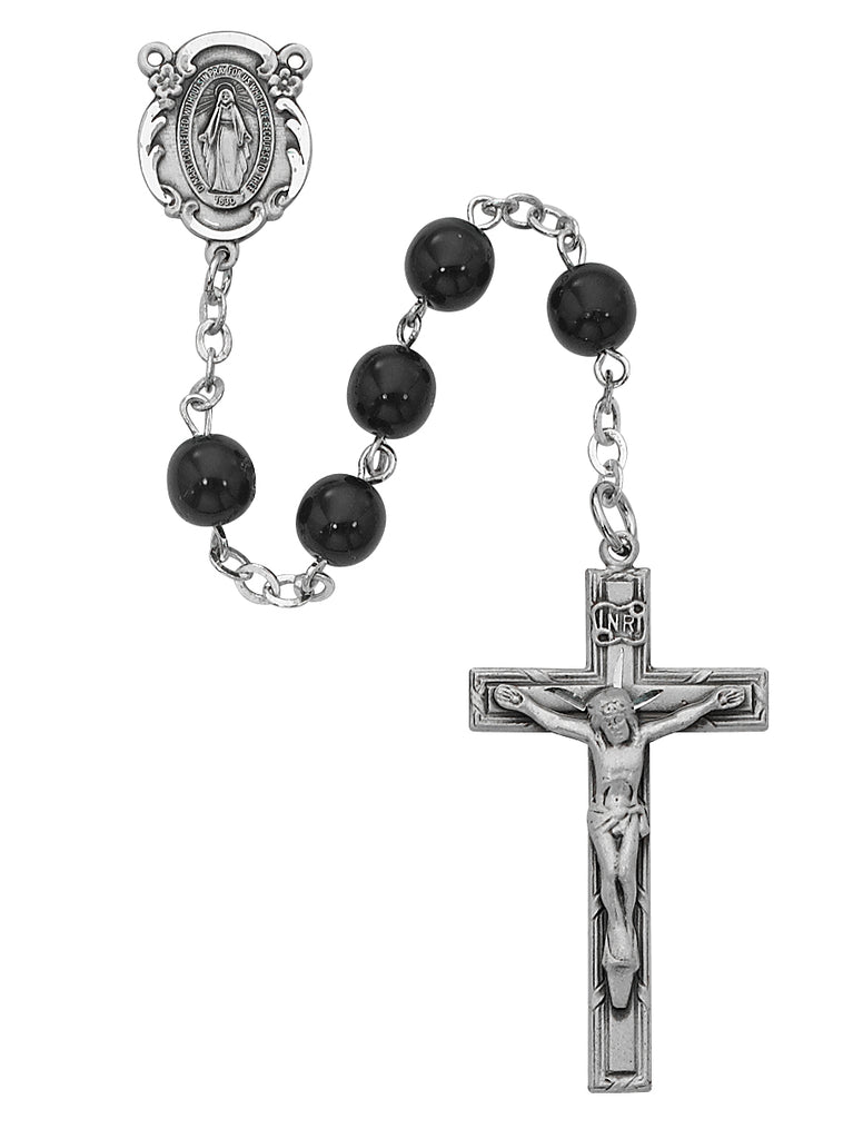Rosary - Black Miraculous Rosary Boxed