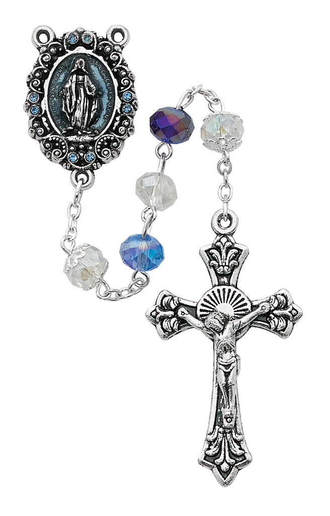 Rosary - Blue Multi Crystal Rosary Boxed