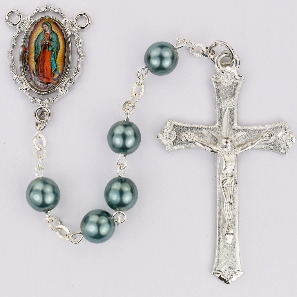 Our Lady of Guadalupe Decal Rosary  Rosary - Teal Boxed