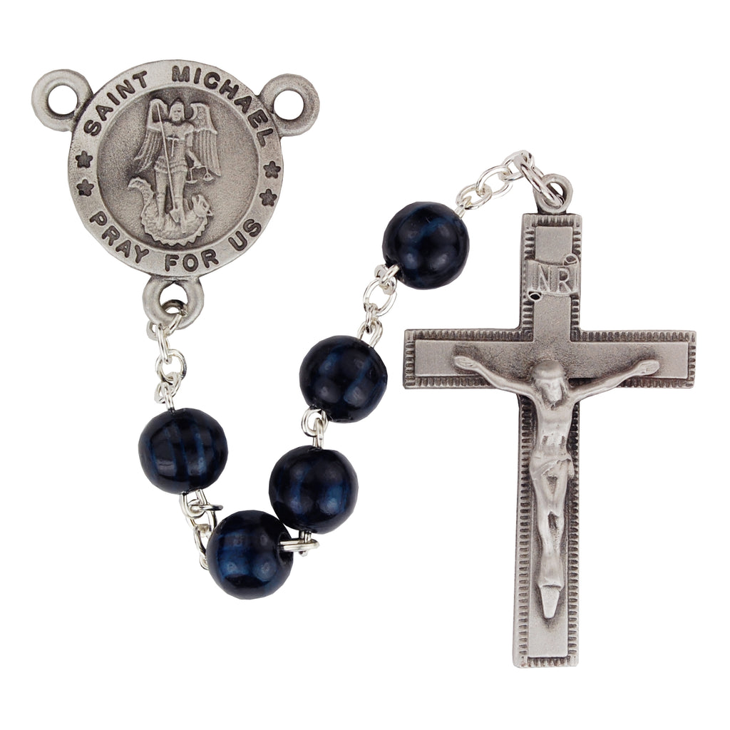 Michael Rosary - Blue Wood St Michael Rosary Boxed