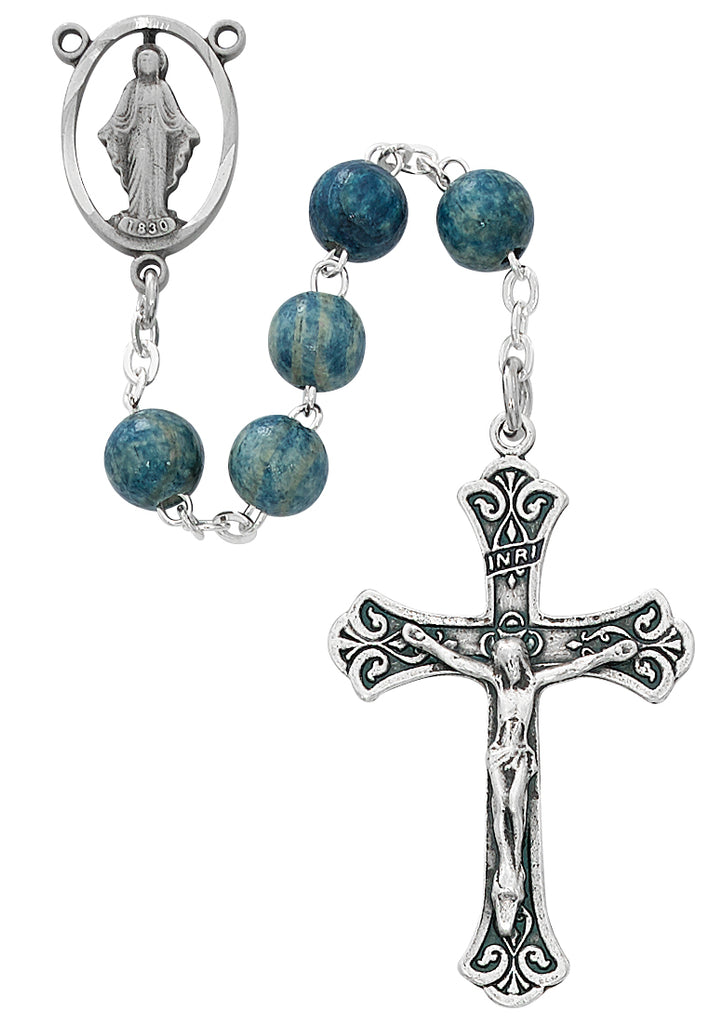 Rosary - Light Blue Wood Rosary Boxed
