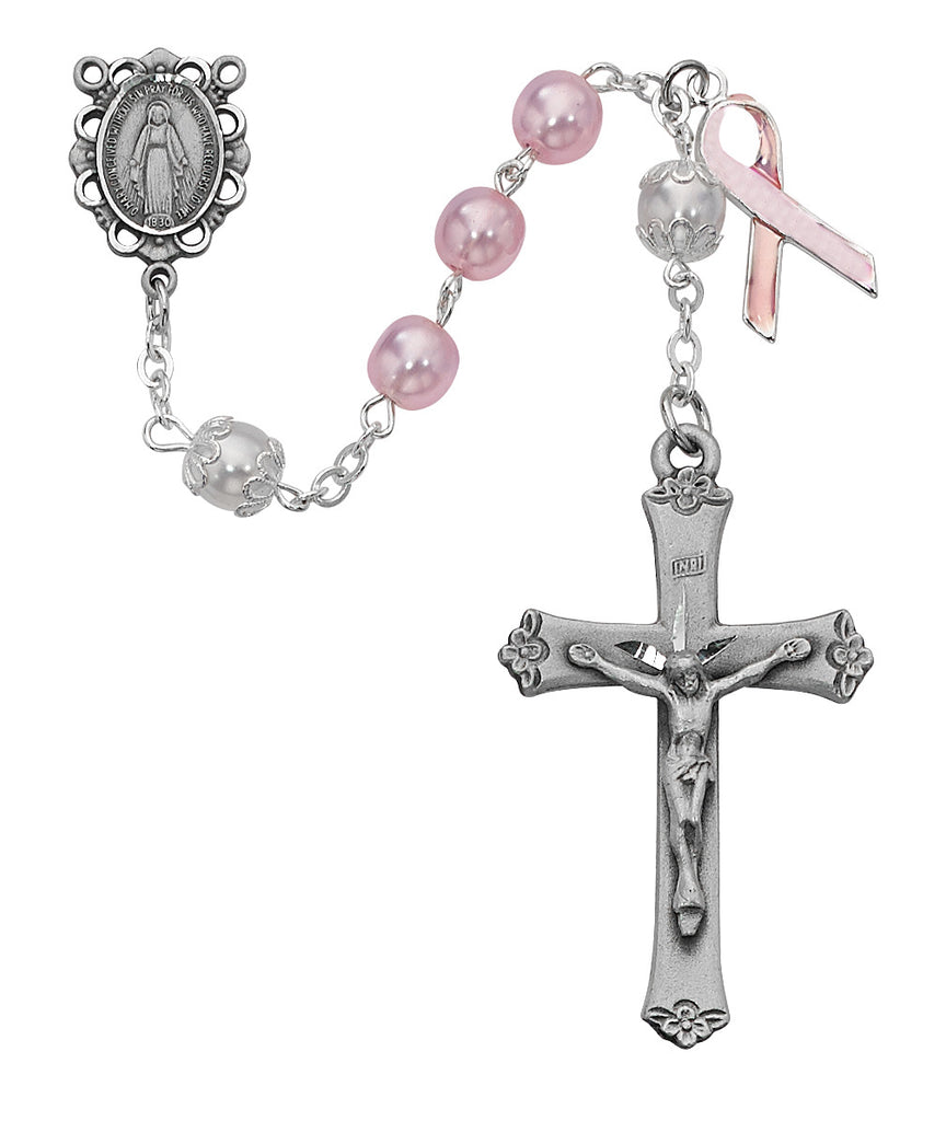 Cancer Rosary - Pink Pearl like  Cancer Rosary Boxed