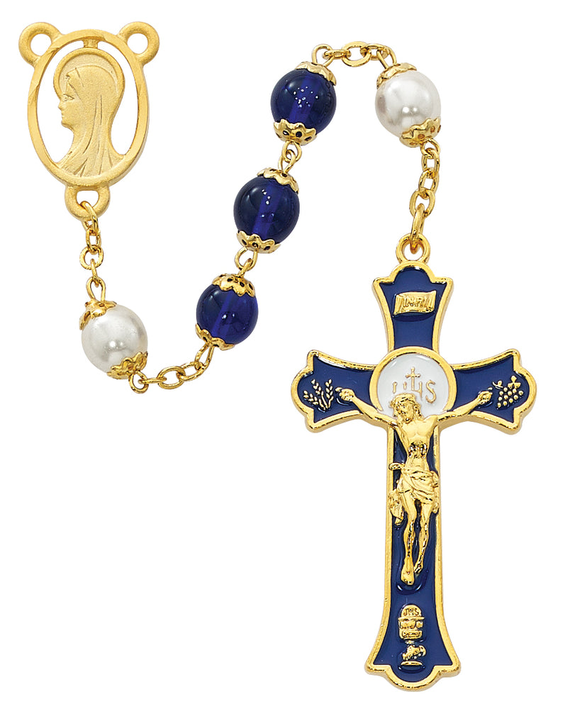 Holy Mass Crucifix Rosary - Blue Boxed