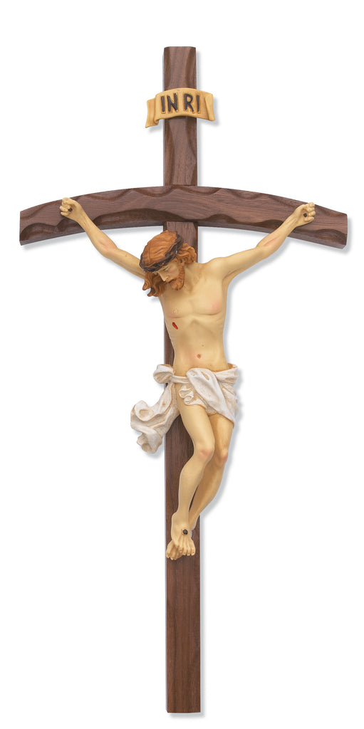 Crucifix - 16" Walnut Stain Crucifix, Boxed