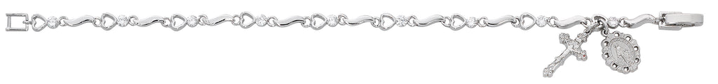Bracelet - 7.5in Cubic Zirconia and Hearts Bracelet Boxed