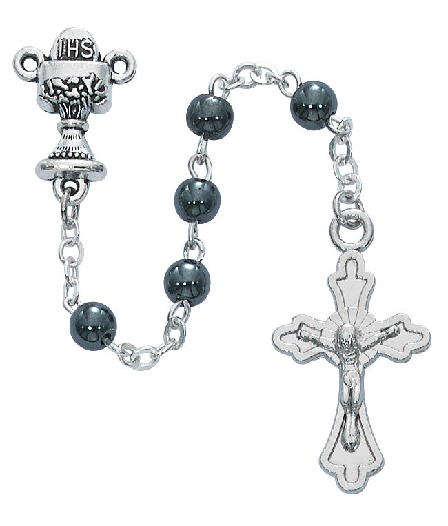 Rosary - Hematite Communion Rosary with Cross Box