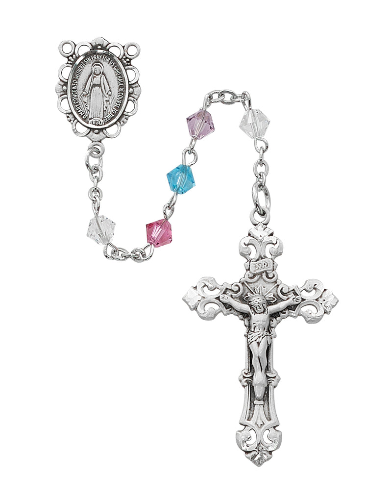 Rosary - Multi Swarovski Crystal Bead Rosary Boxed