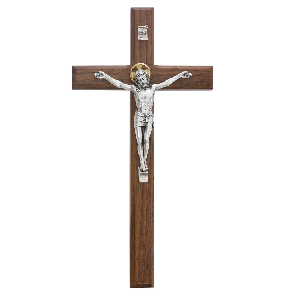 Crucifix - 12" Walnut Stain Crucifix, Boxed