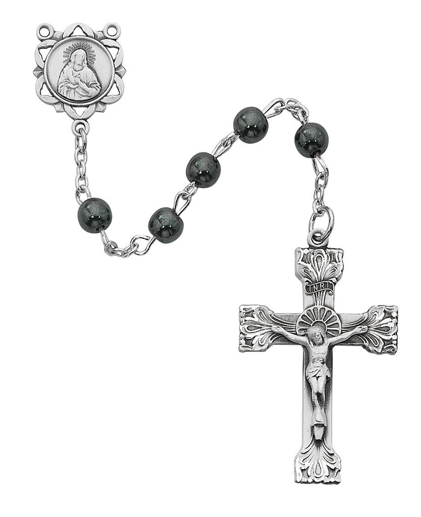 Genuine Hematite Rosary, Sterling Silver