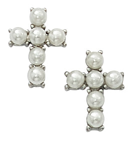 Earrings - Imitation Pearl Cross Earrings Box