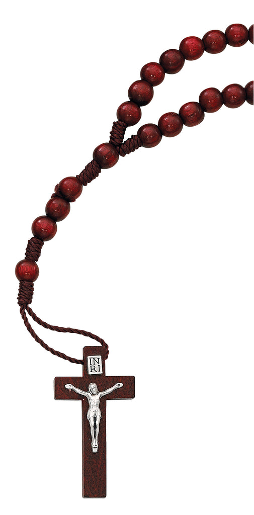 Rosary - Red Wood Corded Rosary Box