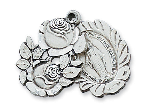 Rosebud Miraculous Medal - Sterling Silver