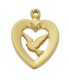 Heart with Dove Necklace - Gold over Sterling