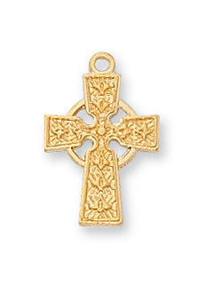 Cross Necklace - Gold on Sterling Celtic Baby Chain and Boxed